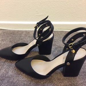 Black Nine West Strap Heels